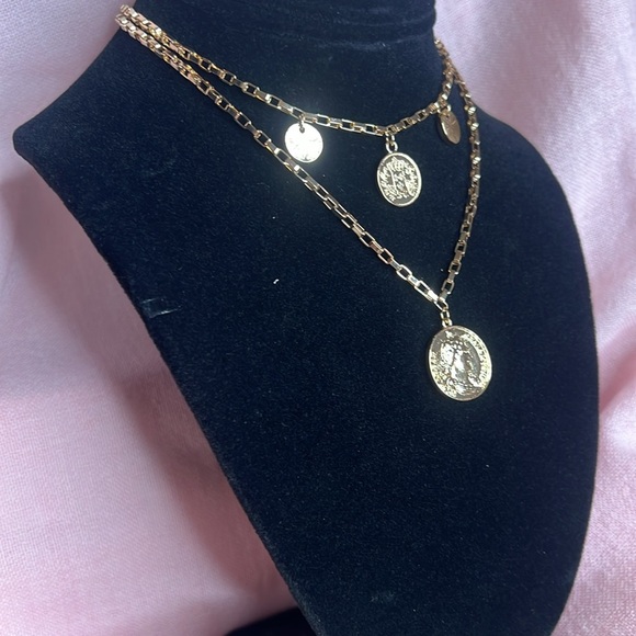 Ettika two separate layered necklace coin adventure Roman Grecian style pendant - Picture 2 of 6